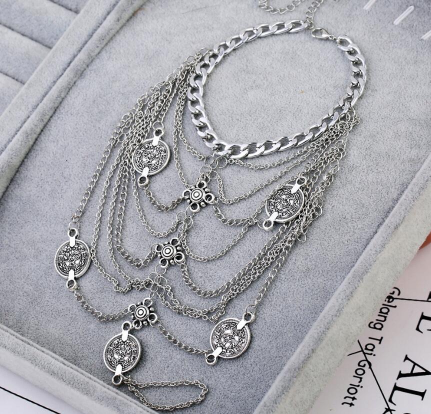 Tobillera sexy de verano con borlas plateadas para mujer, pulsera de tobillo con colgante de moneda, joyería para el pie, sandalia descalza