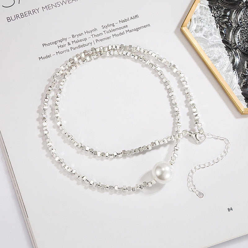 Small Pieces Of Silver Pearl Necklace Light Luxury And Simplicity
