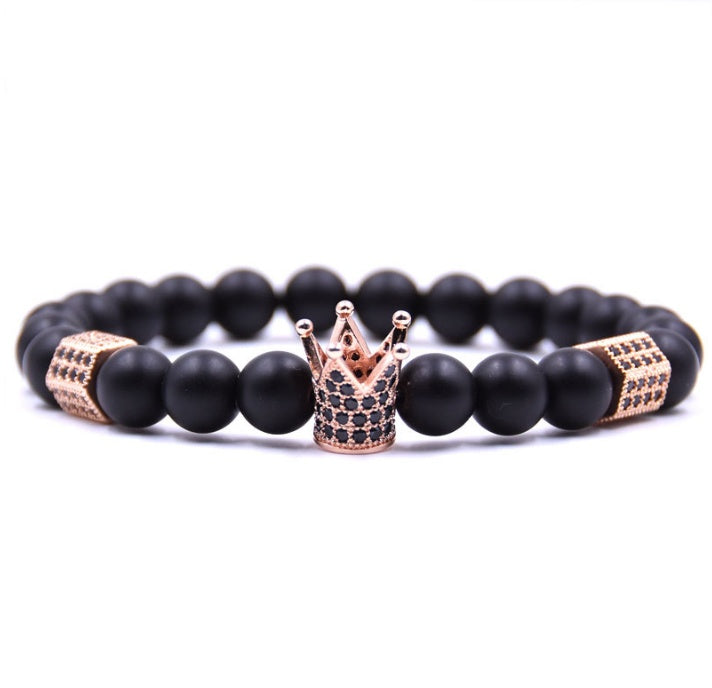 Naturstein Mikro-Krone eingelegtes Kupferarmband weiß Zirkon Armband Perlen Armband Schmuck Handel Stromlieferanten Beschaffung