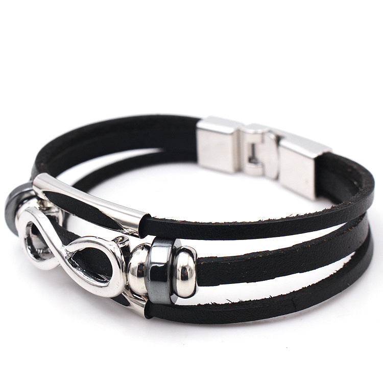 Lederarmband für Herren mit Achter-Motiv