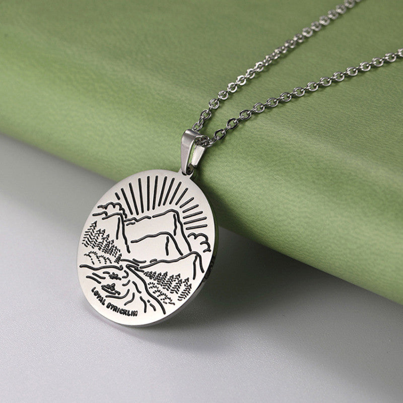 Collar inspirador de pico de montaña, personalidad, montaña nevada, sencillo