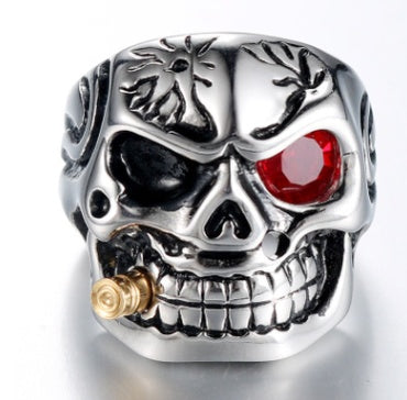 Totenkopf-Stahlring Personalisierter Punk-Herrenring Schmuck