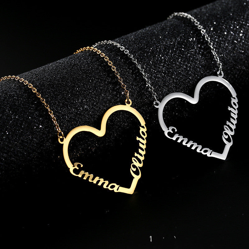 Collar de Corazón con Nombre Personalizado de Acero Inoxidable para Mujer, Collar Gargantilla Dorado con Letras, Regalo
