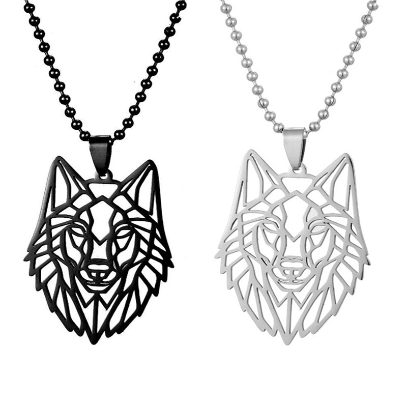 Halskette mit Wolfskopf-Anhänger aus Edelstahl für Herren Tierschmuck