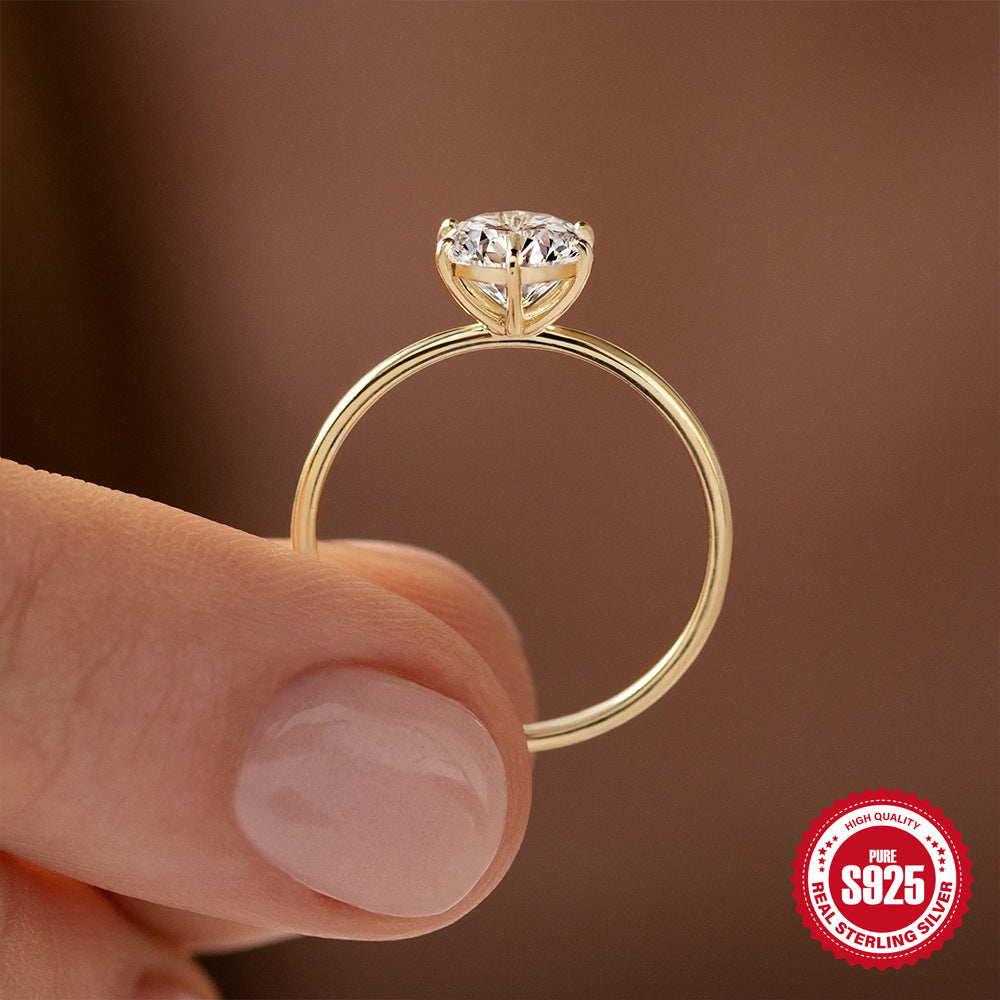 S925 Sterling-Silber Sechs-Krallen-Diamantring