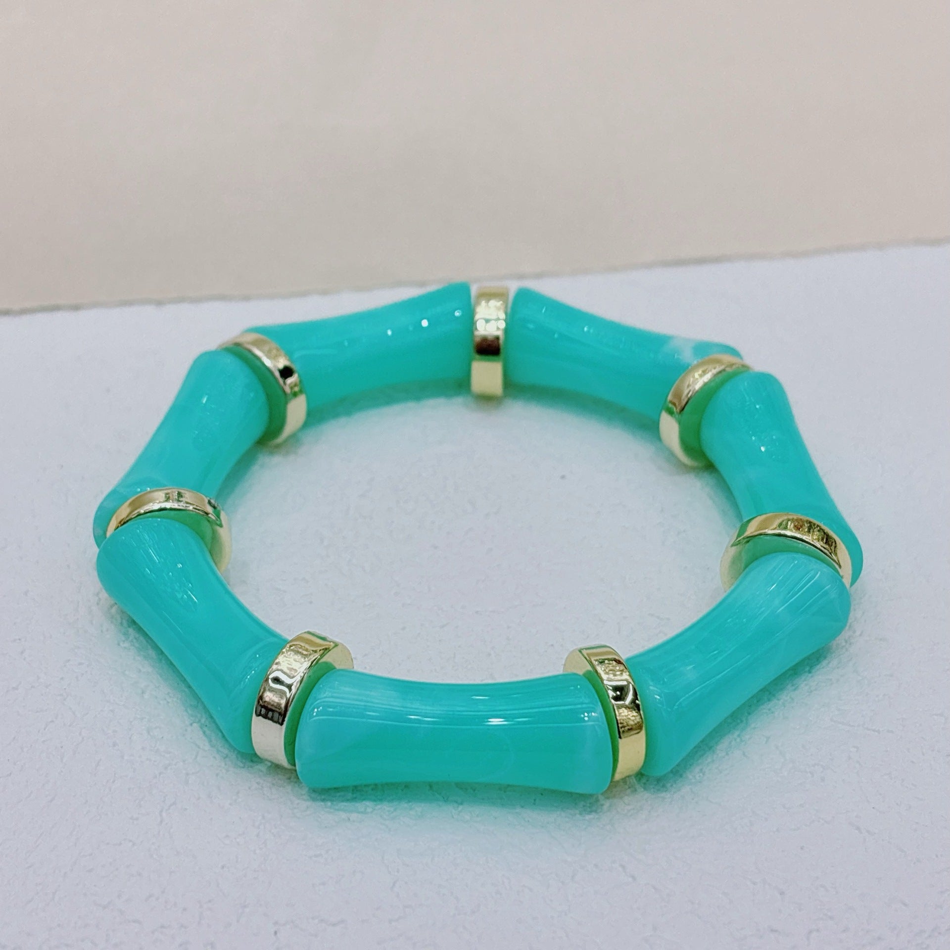 European And American Bamboo Tube Beads Women's Fashion Colored Beads Acrylic Bracelet