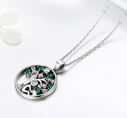 Beliebte 925er Sterlingsilber Rely Lebensbaum-Anhänger Halsketten Damen Mode Schmuck Geschenk SCN094