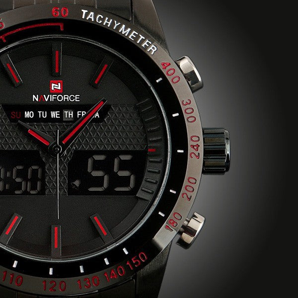 Wasserdichte elektronische Uhr, Sportuhr für Herren, Herrenuhr mit Stahlband