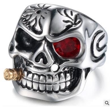 Anillo de Acero con Calavera, Anillo Punk Personalizado para Hombre, Joyería