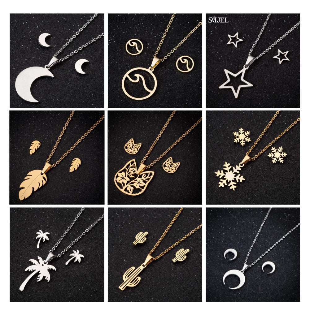 Halskette und Ohrringe dreiteiliger Schmuck