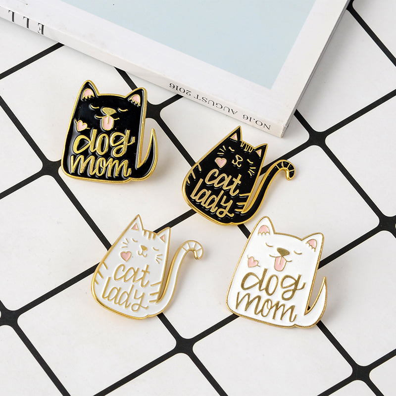 Broche de perro y gato de dibujos animados