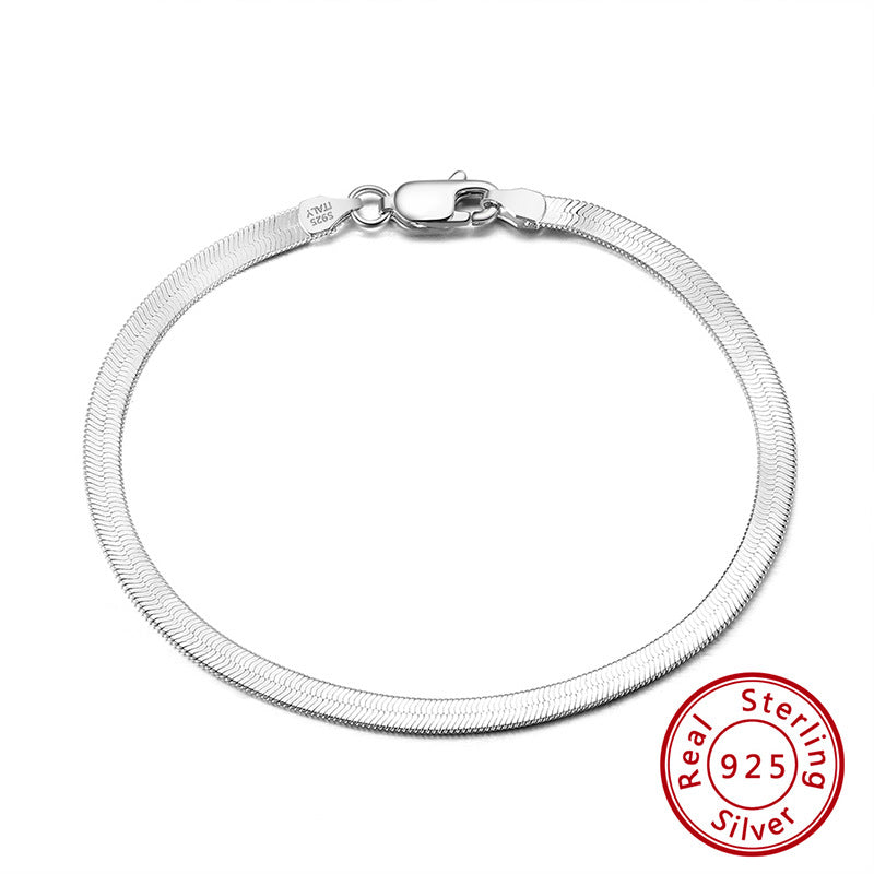 Armband S925 Sterlingsilber Flache Schlangenkette