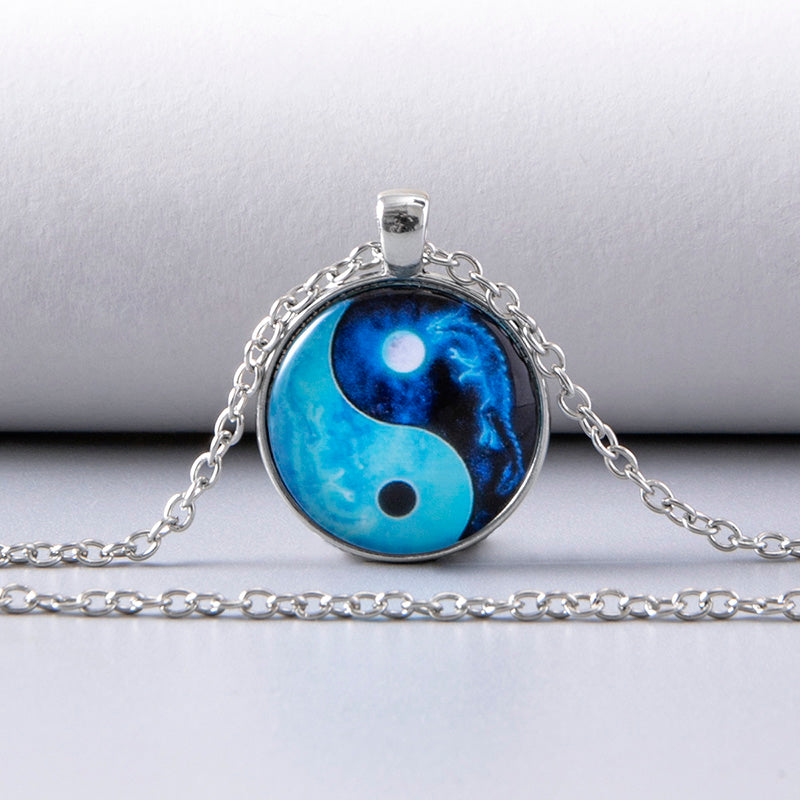 Tai Chi Yin Yang Drachen-Glas-Halsketten für Herren