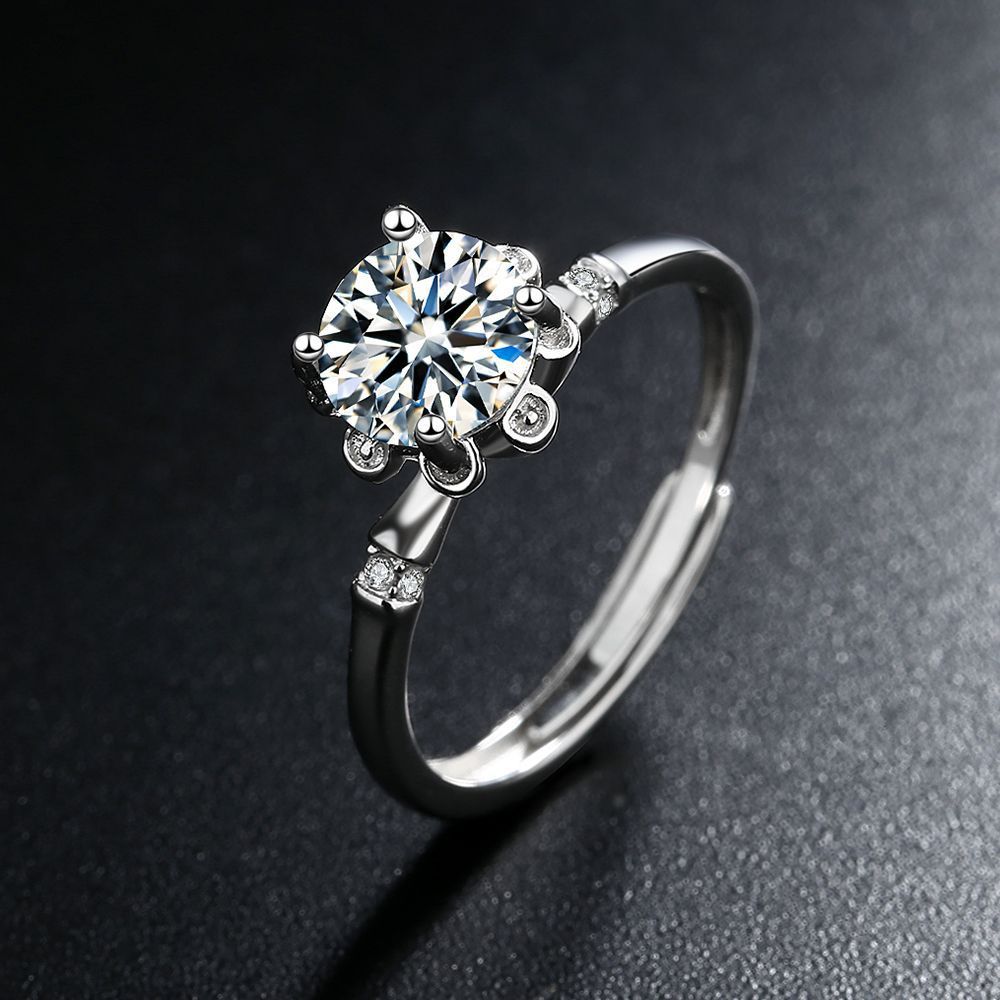 S925 Sterling Silber Moissanit 1 Karat Ring für Damen