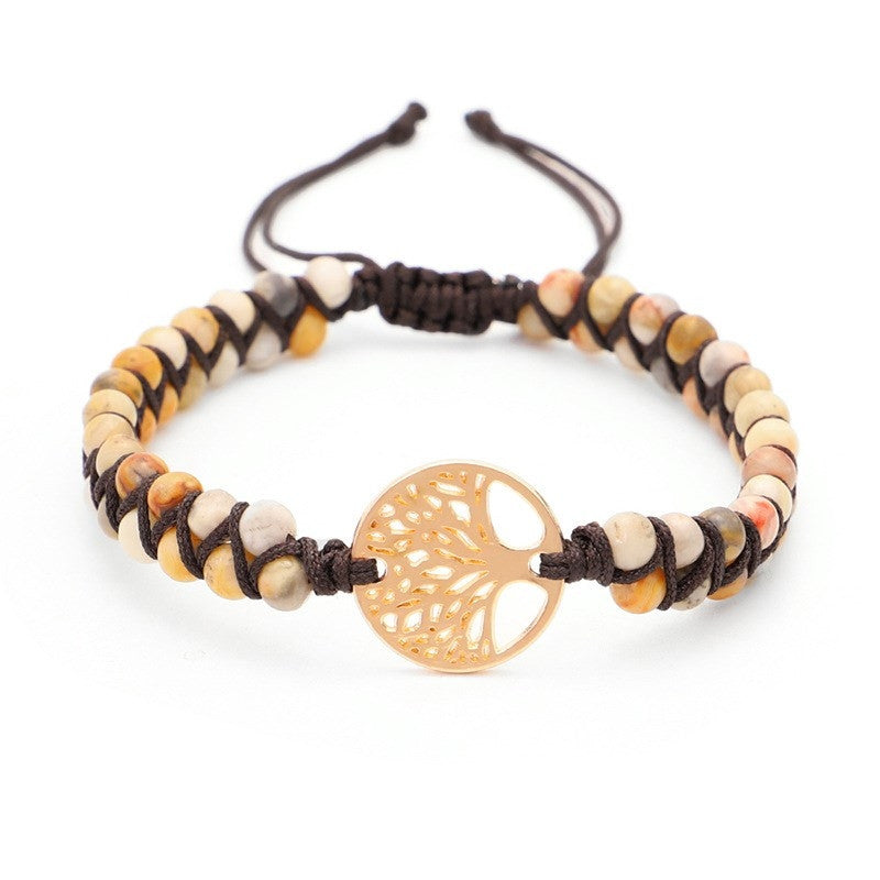 Armband mit doppeltem Lebensbaum und geflochtenem Garn