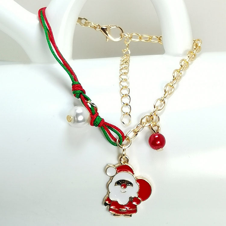 Nueva pulsera de Papá Noel muñeco de nieve de Navidad con árbol de copos de nieve, pulsera con dije de regalo de Navidad, cadena con colgante para mujer, regalo de moda de Año Nuevo