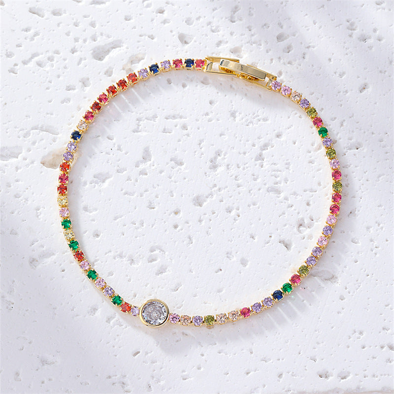 Kupferbeschichtung Farbe Zirkon Besonderes Interesse Leichte Luxus Einfache Damenarmband