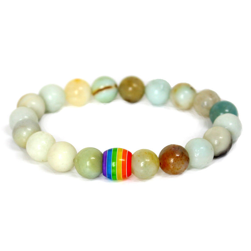 Regenbogen Perlenarmband Stolz Naturstein Strang Paar Armbänder