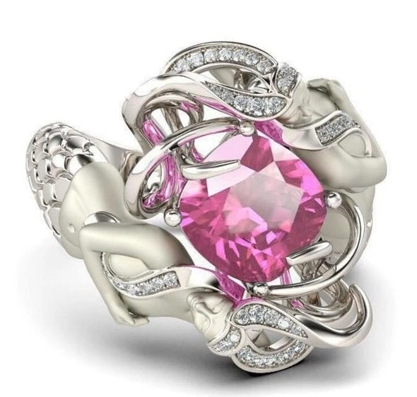 Kissenschliff Roter Natürlicher Rubin Edelstein Ring Luxus 925 Sterling Silber Meerjungfrauenringe für Frauen Hochzeitsschmuck