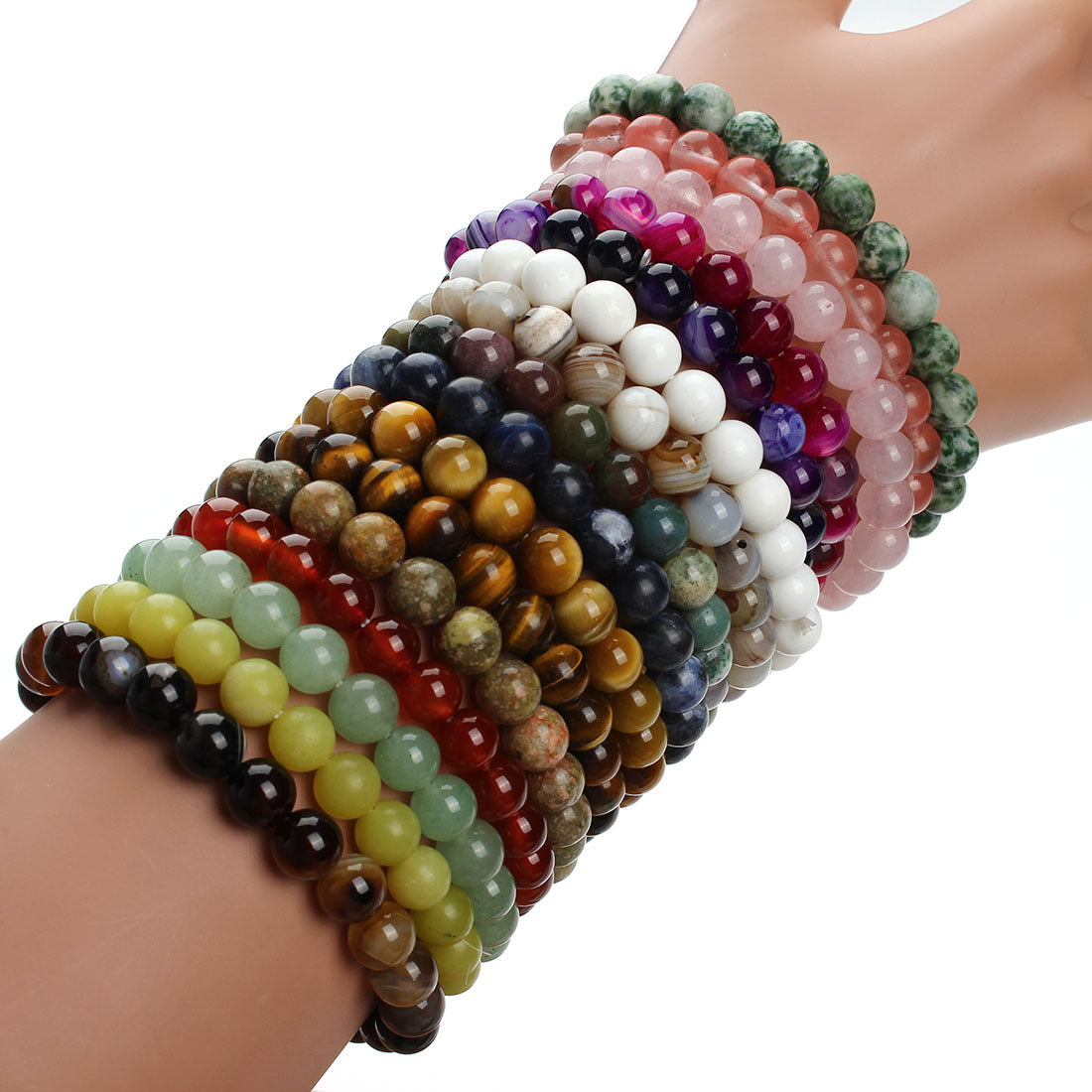 Pulsera de cuentas redondas de piedra arenisca azul aventurina