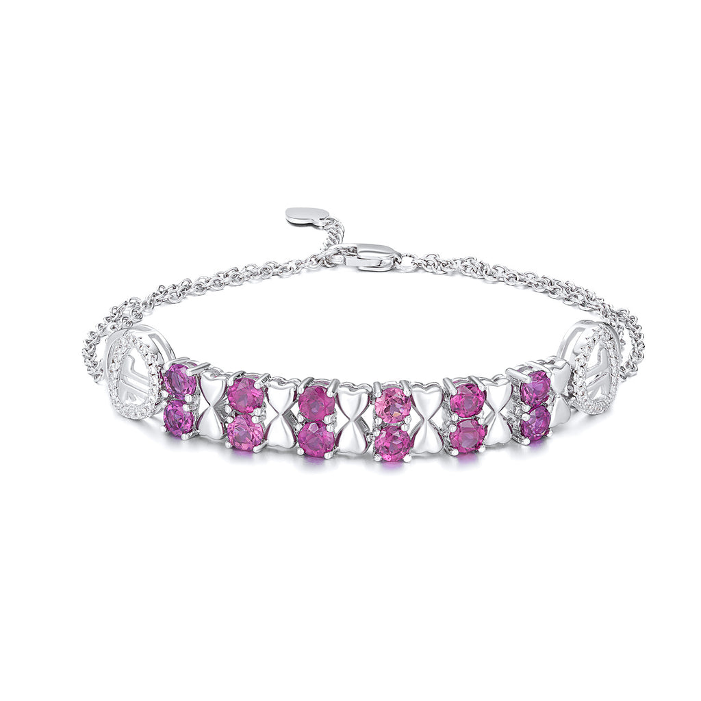 S925 Sterling Silber Lila Granat Armband Damen Mode Zirkon Leichter Luxus Schmuck