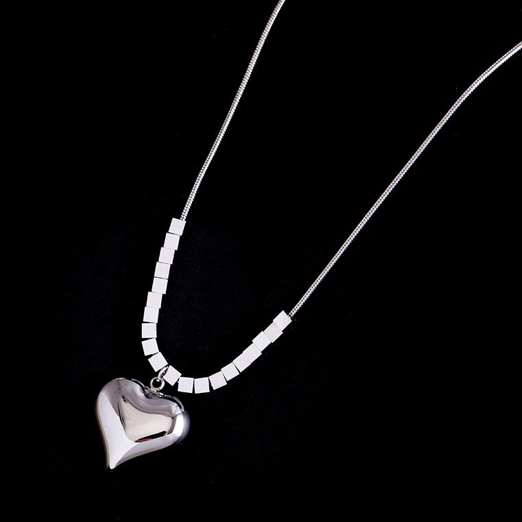 Women's Square Titanium Steel Heart Necklace