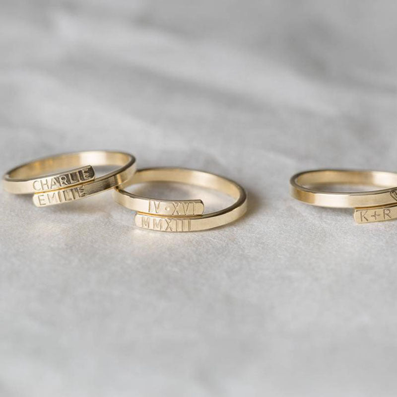 Personalisierter Name Ring Vergoldet Paar