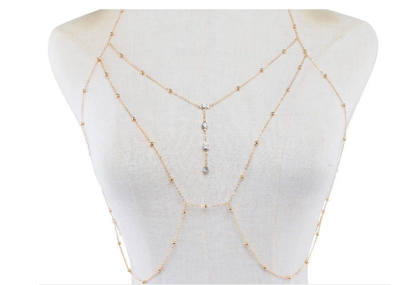 Europa und Amerika Sexy übertriebene Strand lässige Körperkleidung Kette Accessoires Diamant Anhänger Quaste Halskette Brustkette