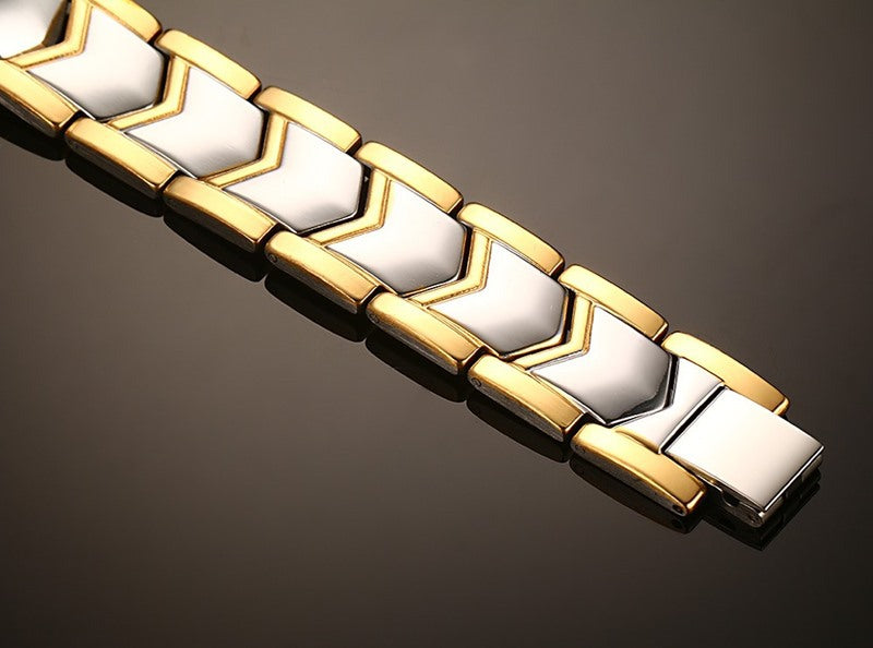 Pulsera magnética de doble fila dorada