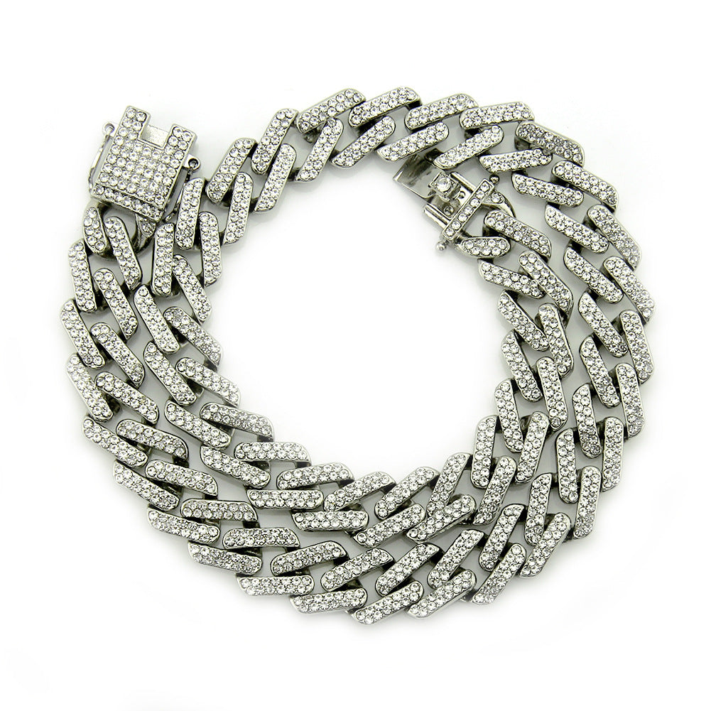 Herrenmode mit farbigen Diamanten, geometrische quadratische kubanische Halskette