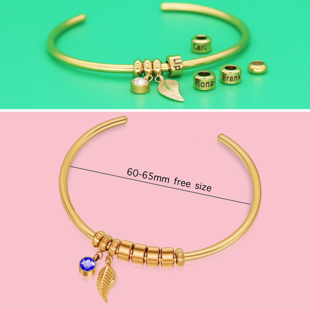 Pulsera de acero inoxidable con letras de cuentas Diy