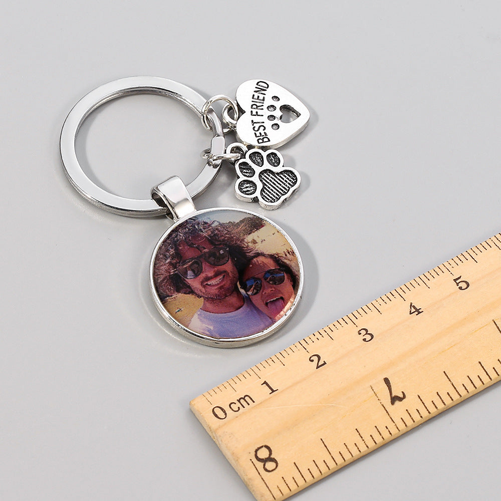 Personalisiertes DIY Haustier-Hundefoto Mini-Herz-Schlüsselanhänger