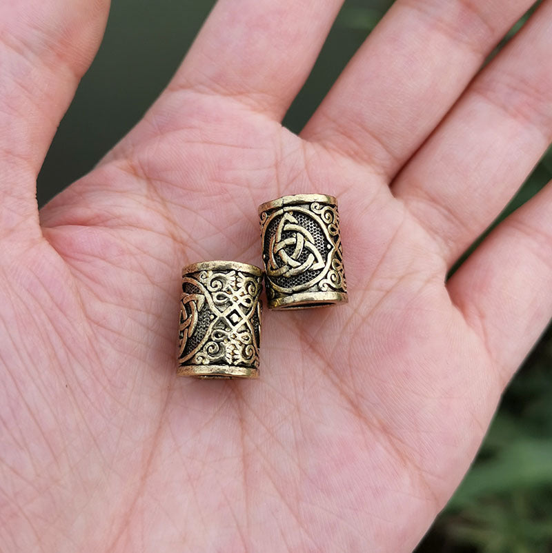 Keltischer Knoten Große Öffnung Antikes Silber Haarschmuck Perlen