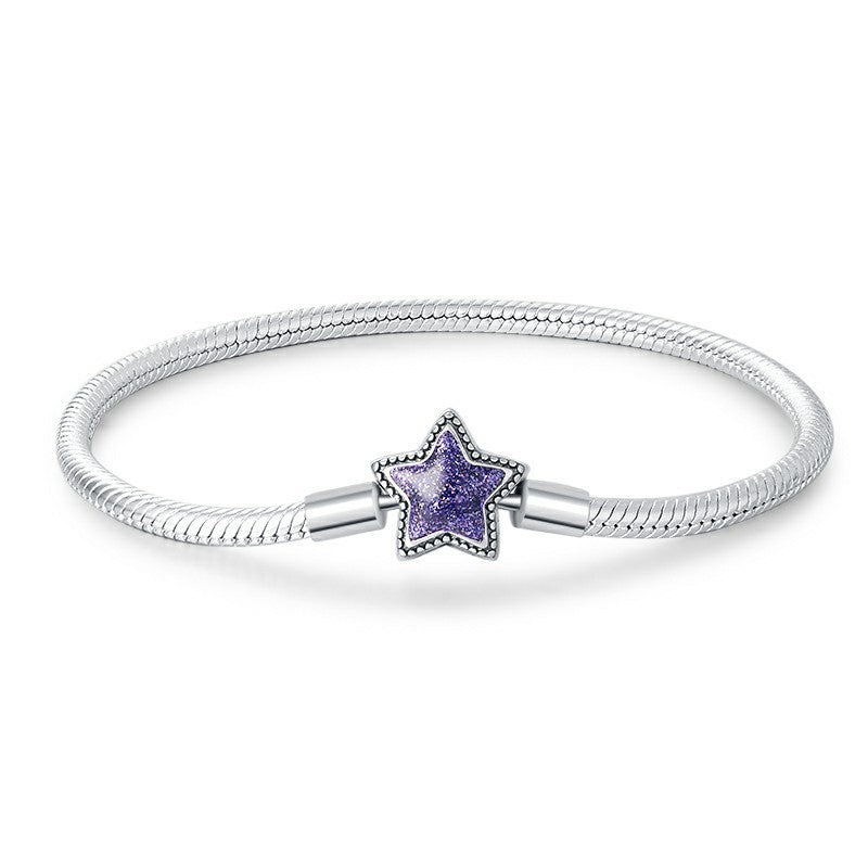 Pulsera de circonitas con diseño de estrella y amor para mujer, estilo creativo europeo y americano