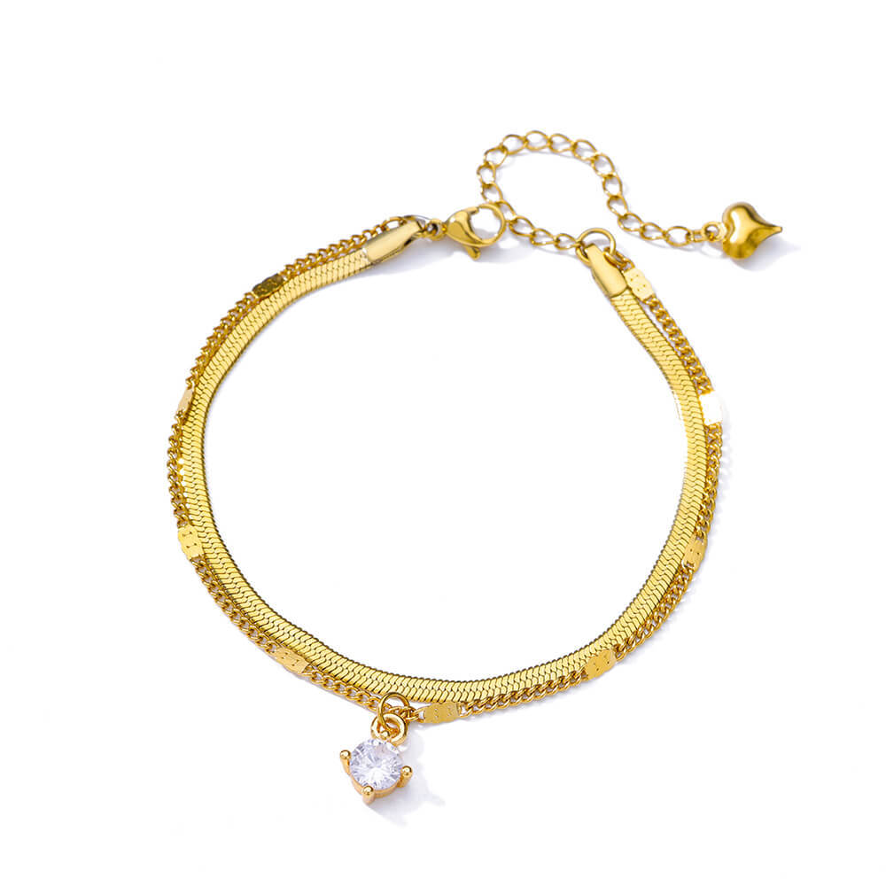 Mode Doppelschicht Schlangenkette Fußkettchen Elegant Strand Edelstahl