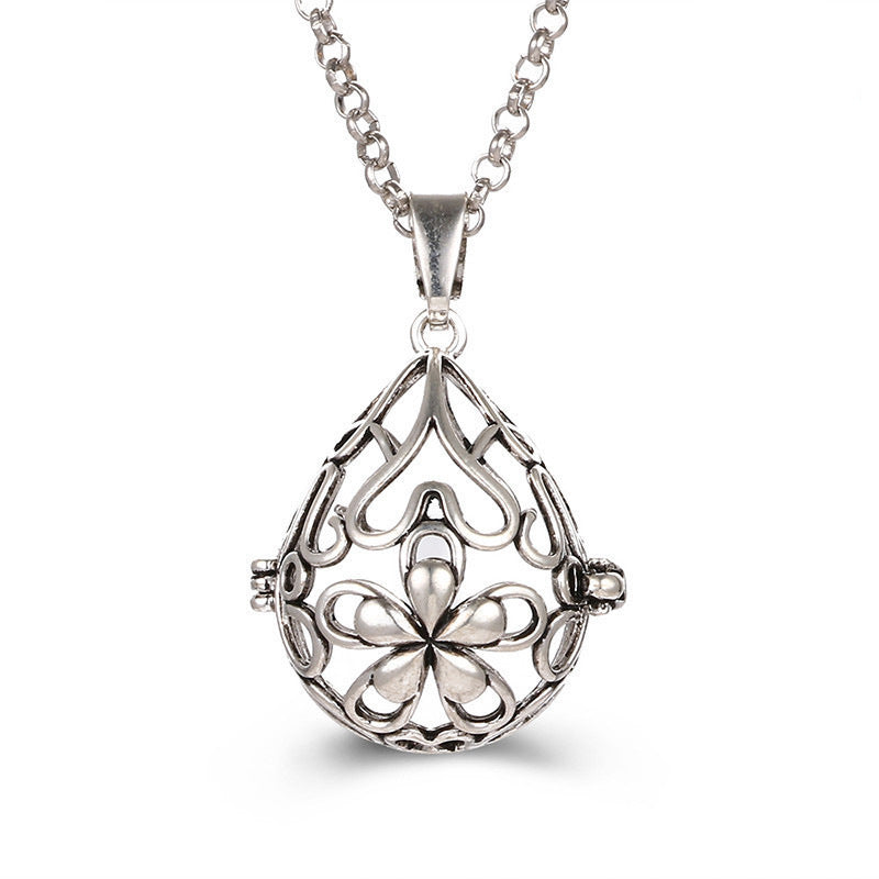 Collar hueco de aromaterapia con jaula de circonita, difusor de aceites esenciales, caja de perfume, accesorios antiguos para ropa tradicional Han
