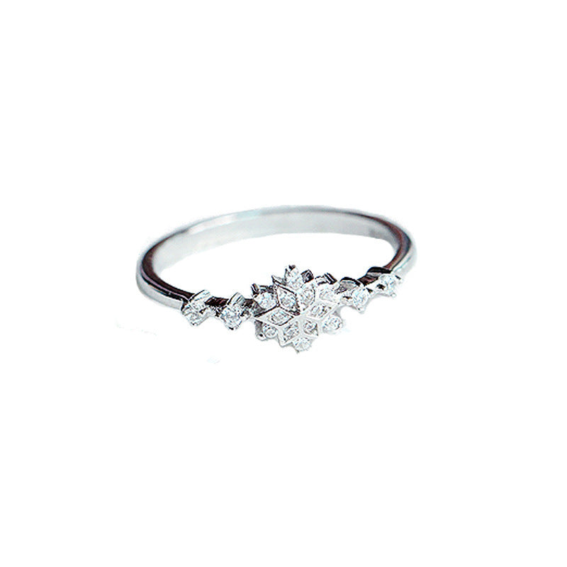 Luxus Damen Schneeflocken Blumen Ring