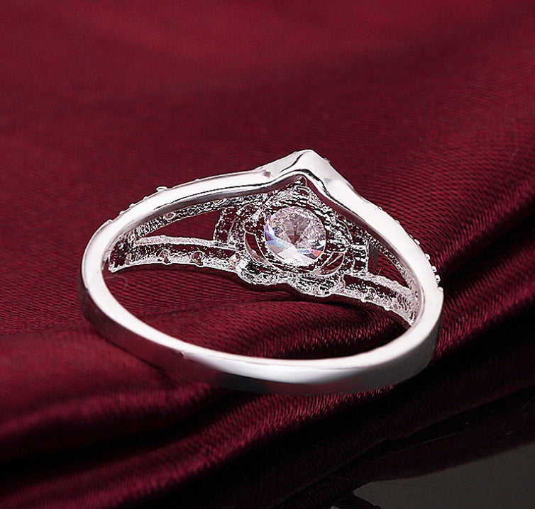 Herz-Ring Silberfarben Klarer AAA Zirkonia Versprechensring für Frauen Ehering Schmuck Größe