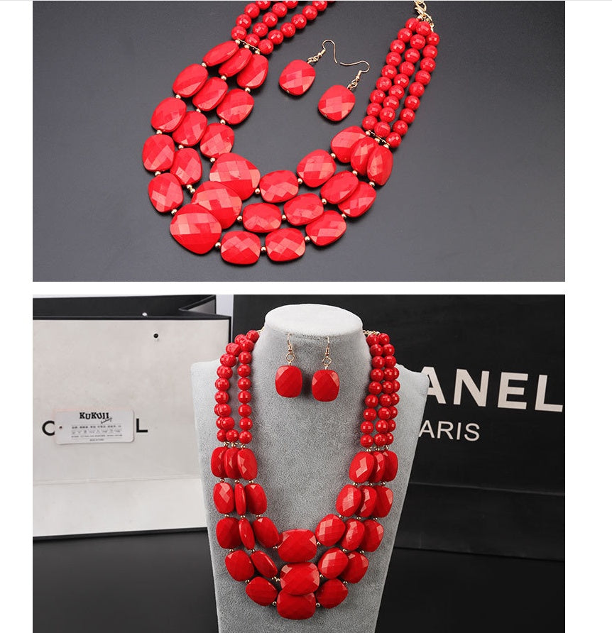 Afrikanischer Bib-Perlen Schmuckset