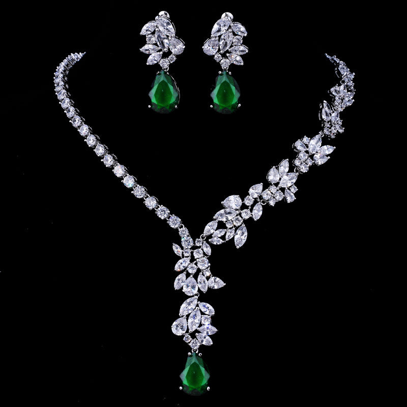 Wassertropfen-Zirkon-Brautschmuckset
