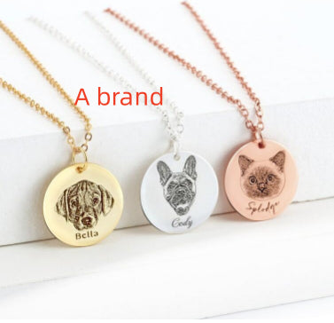 Einseitige Personalisierung Edelstahl Haustier-Foto-Graffiti Anhänger Schlüsselanhänger Armband