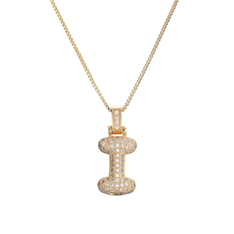 Schlüsselbeinkette Kupfer Mikro-intarsierte Zirkon 26 Buchstaben-Anhänger-Halskette für Frauen Geburtstag Schmuck Geschenke