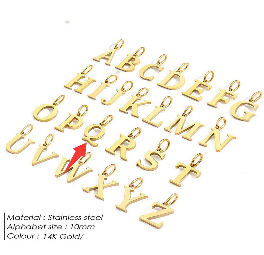 26-letter Hanging Stainless Steel Letter Necklace