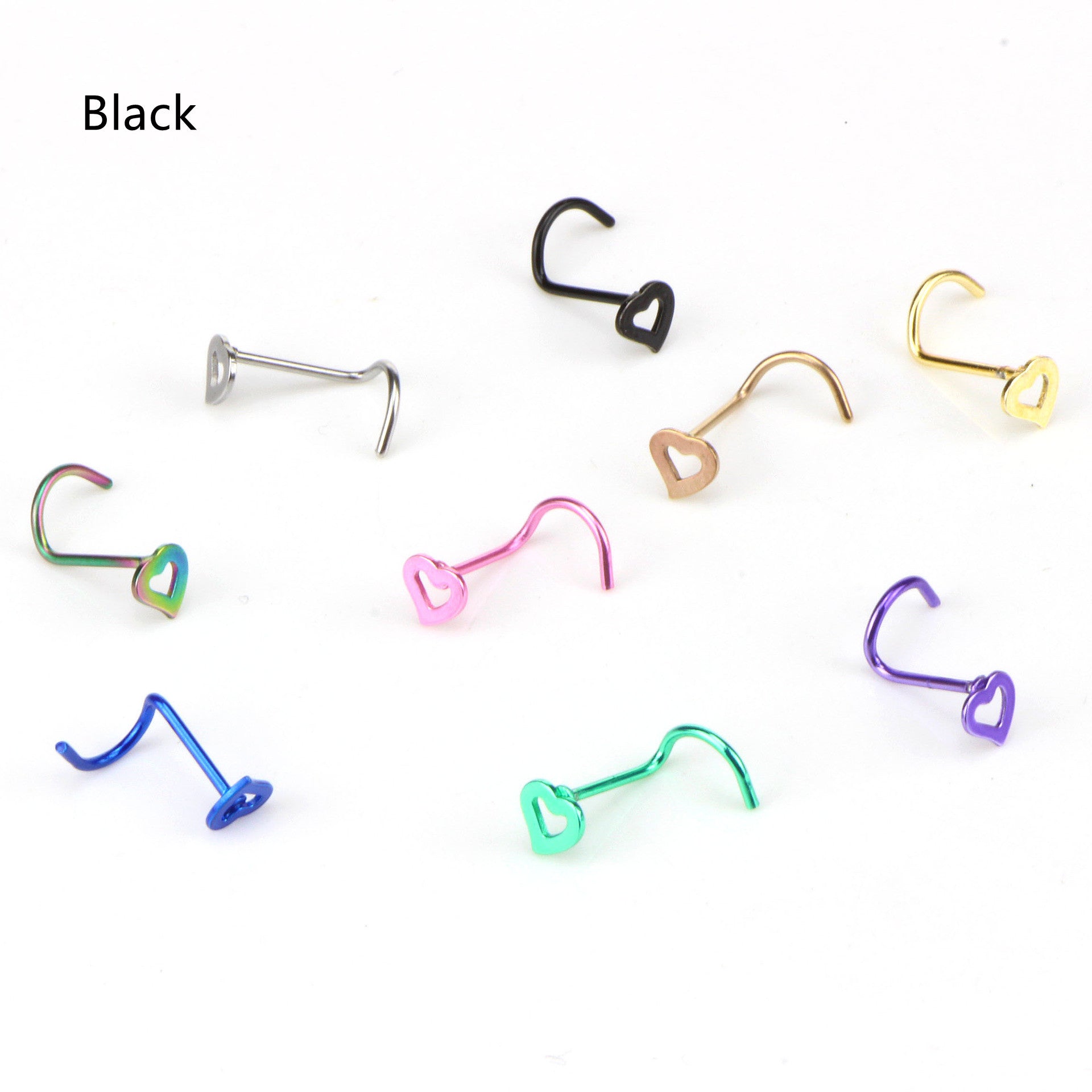 Pendientes de nariz de acero inoxidable curvados en forma de corazón