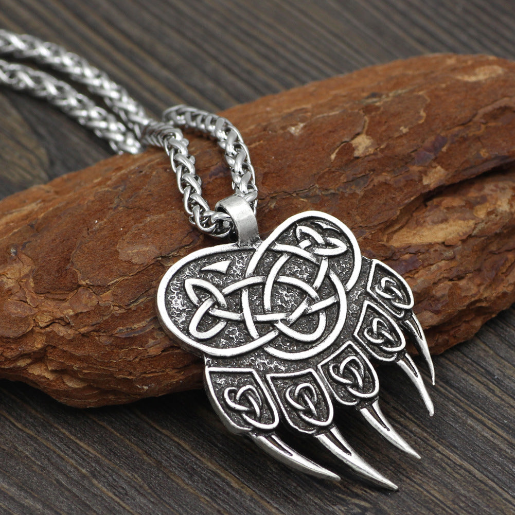 Asgard Crafted Handgefertigter Edelstahl Bärenpfoten-Anhänger mit Kette