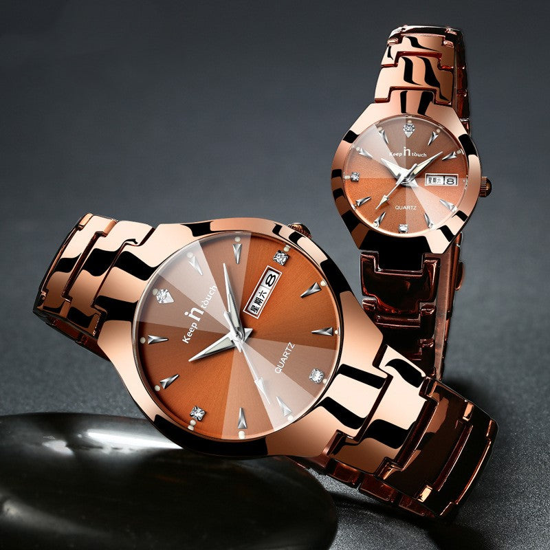 Reloj luminoso para pareja, reloj de cuarzo con calendario