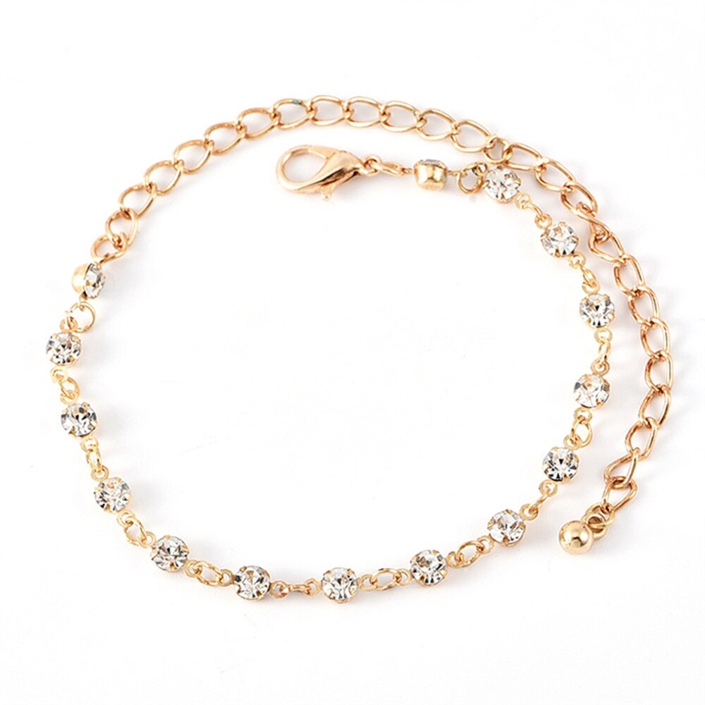 Popular Beach Women's Anklet Shell Weave Diamond Chain Full Diamond Bee Pendant Multilayer Footwear