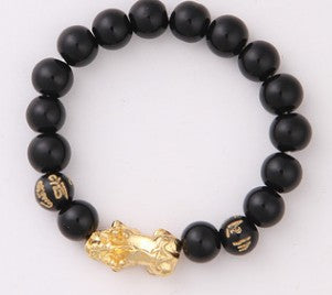 Obsidian 18K Gold Armband sechs mutige Wörter an der Hand und kleine Perlen Transport Geschenke Großhandel