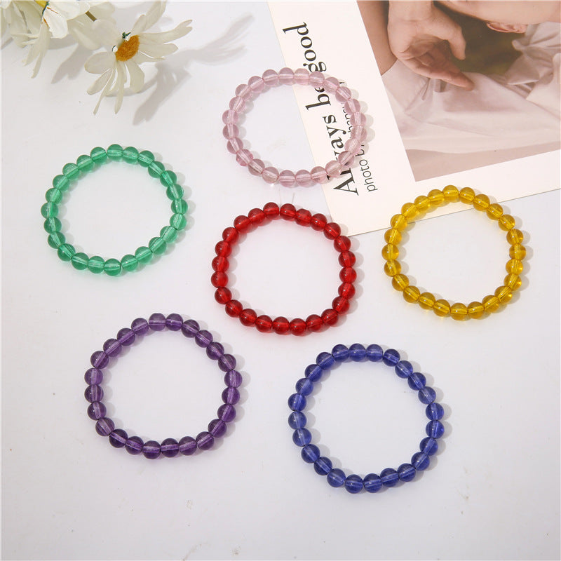 Solid Color Transparent Glass Bracelet