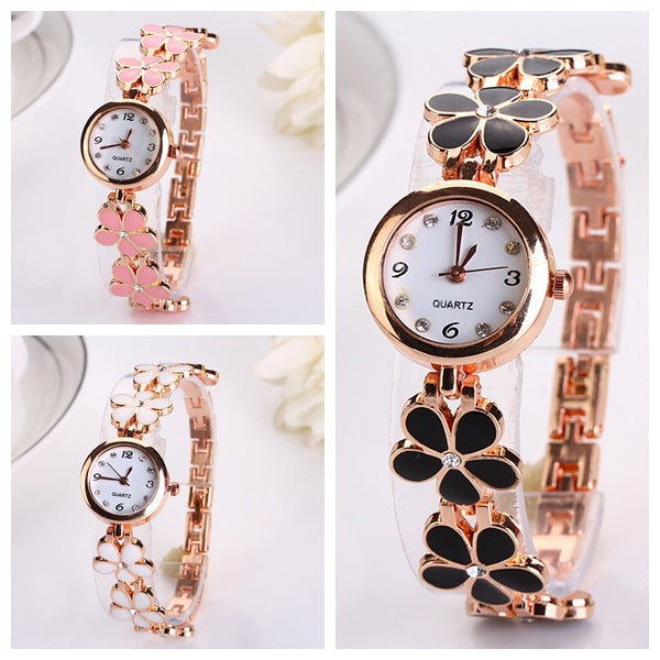 Luxus-Freizeit-Fashion-Armband Blumenriemen-Uhr